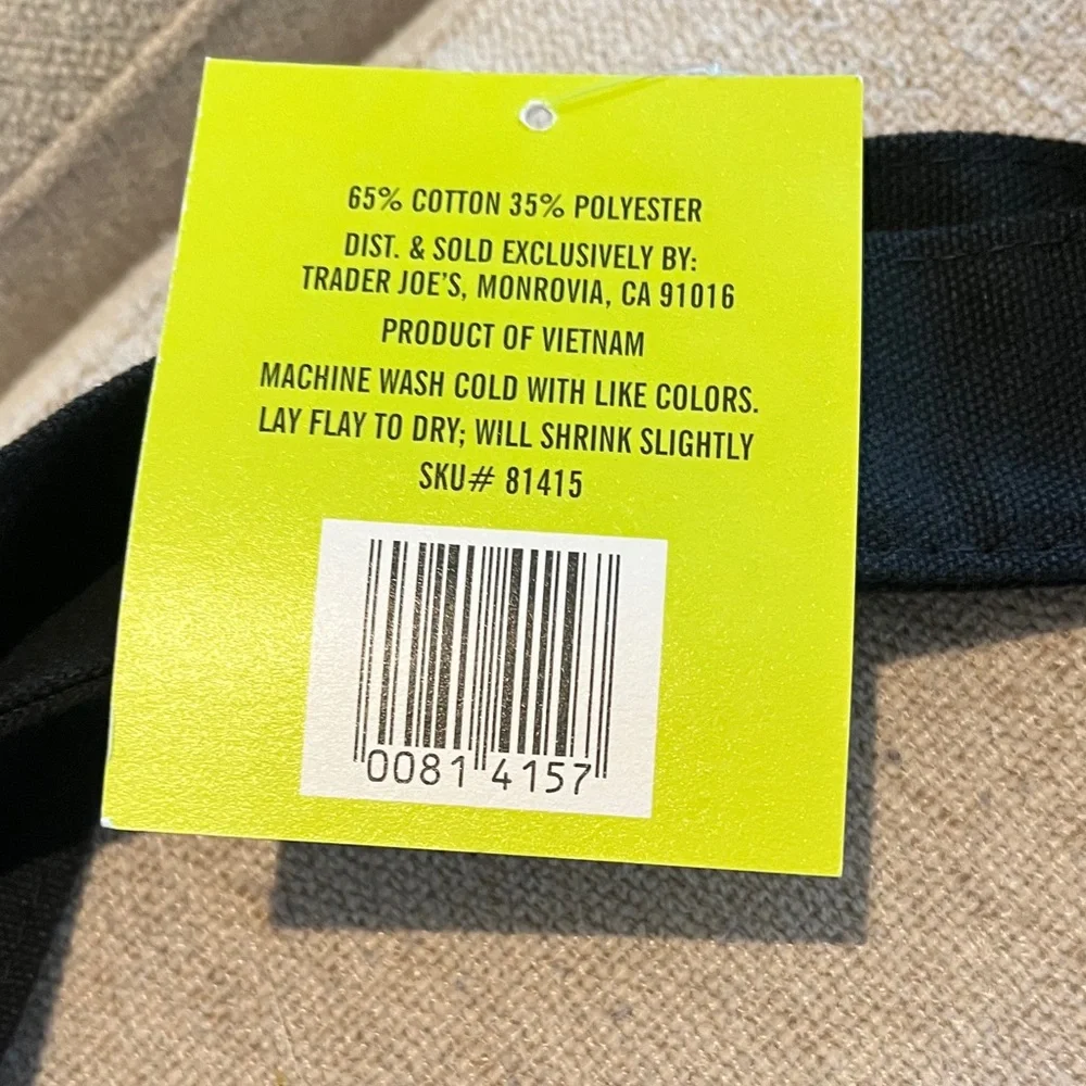 Trader Joe’s Black Canvas Tote Bag
